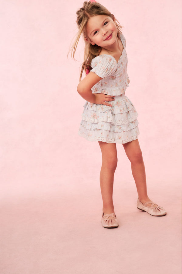 Loveshackfancy Girls Fabielle Blue Floral Top