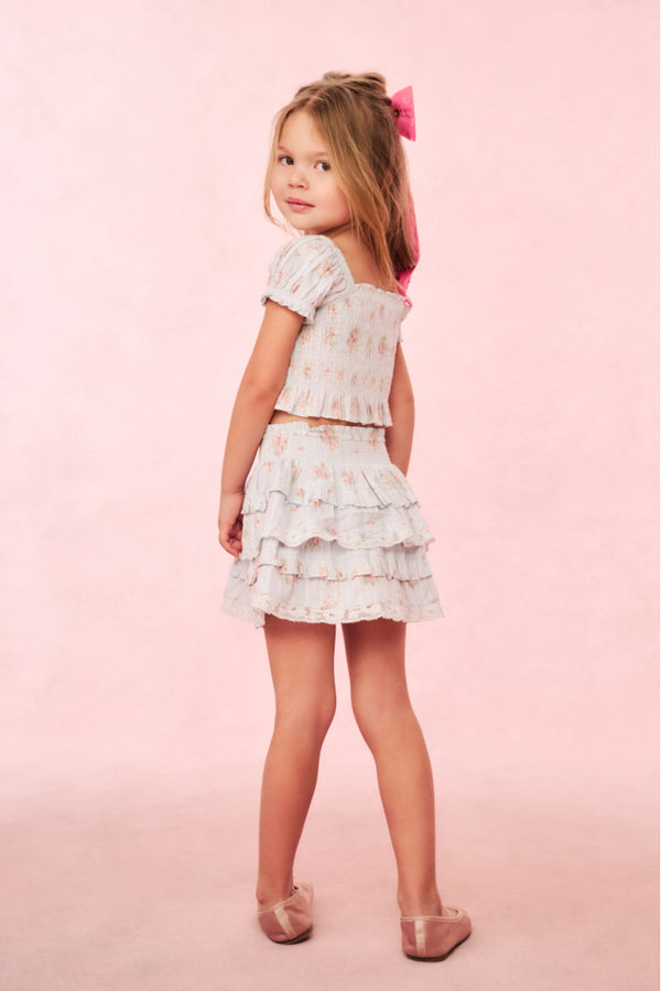 Loveshackfancy Girls Fabielle Blue Floral Top