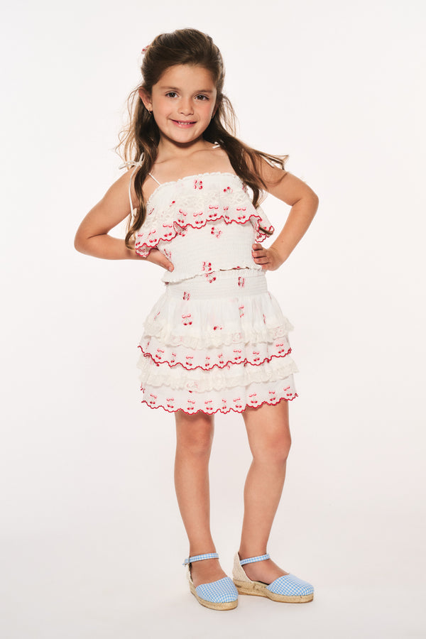 Loveshackfancy Girls Fatima Cotton Cherry Top