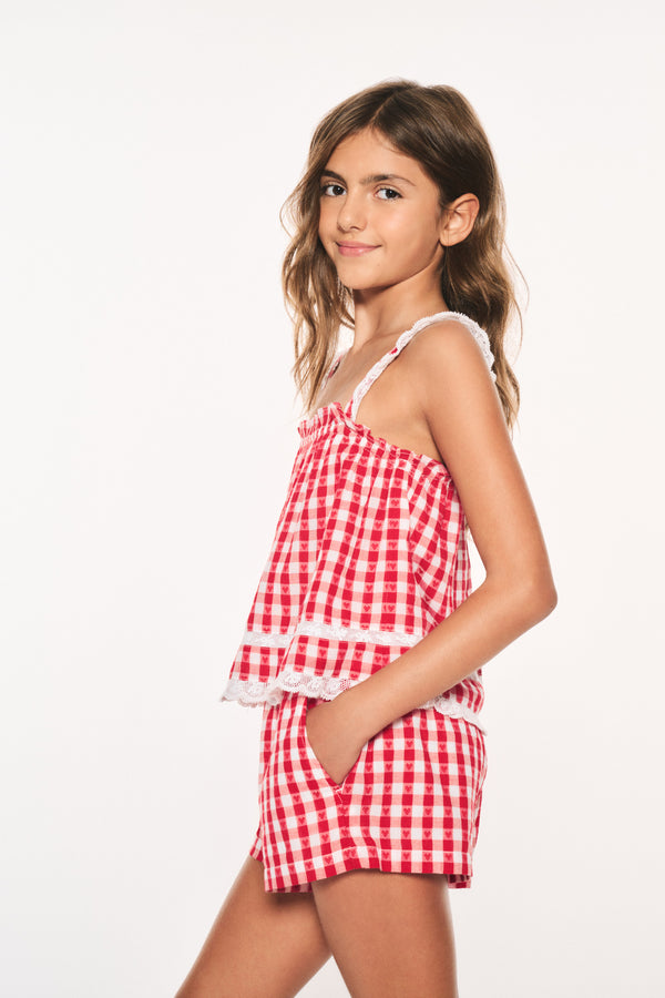 Loveshackfancy Girls Fiorella Cotton Gingham Top