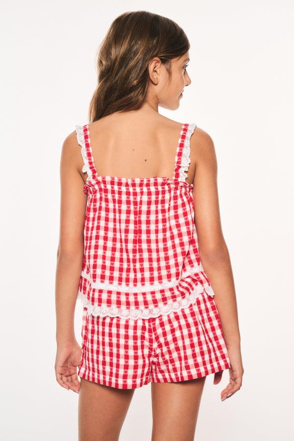 Loveshackfancy Girls Fiorella Cotton Gingham Top