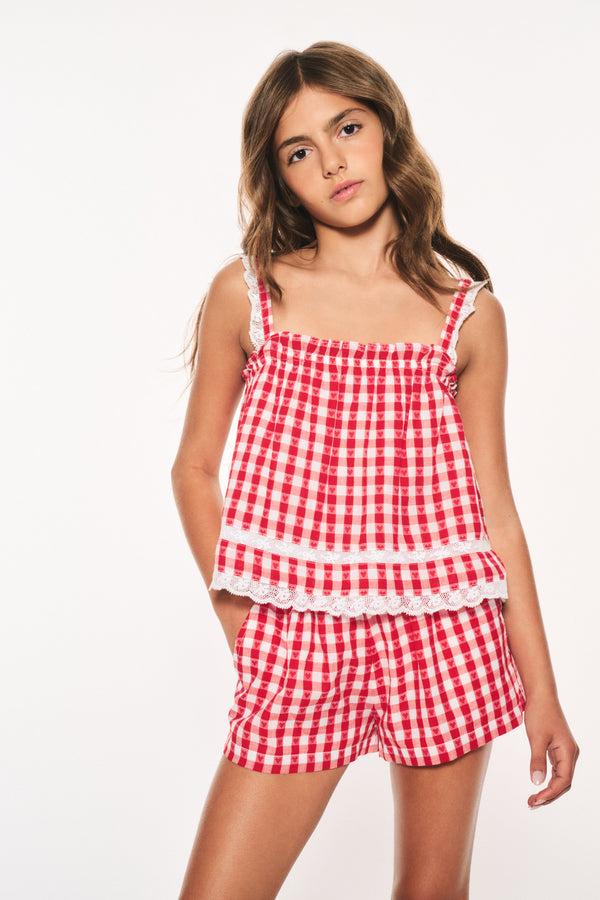 loveshackfancy Girls Fiorella Cotton Gingham Top