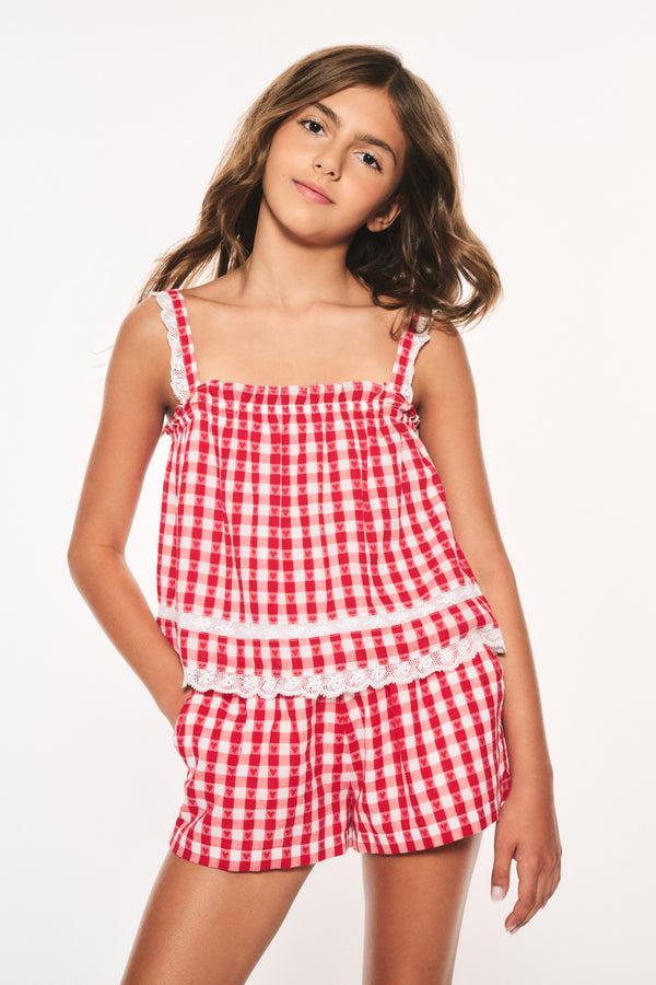 Loveshackfancy Girls Georgie Cotton Gingham Shorts