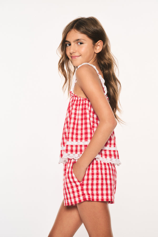 Loveshackfancy Girls Georgie Cotton Gingham Shorts
