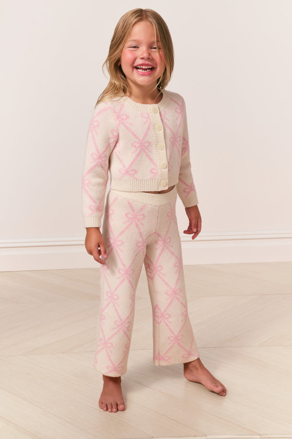 Loveshackfancy Girls Hani Knit Bow Cardigan