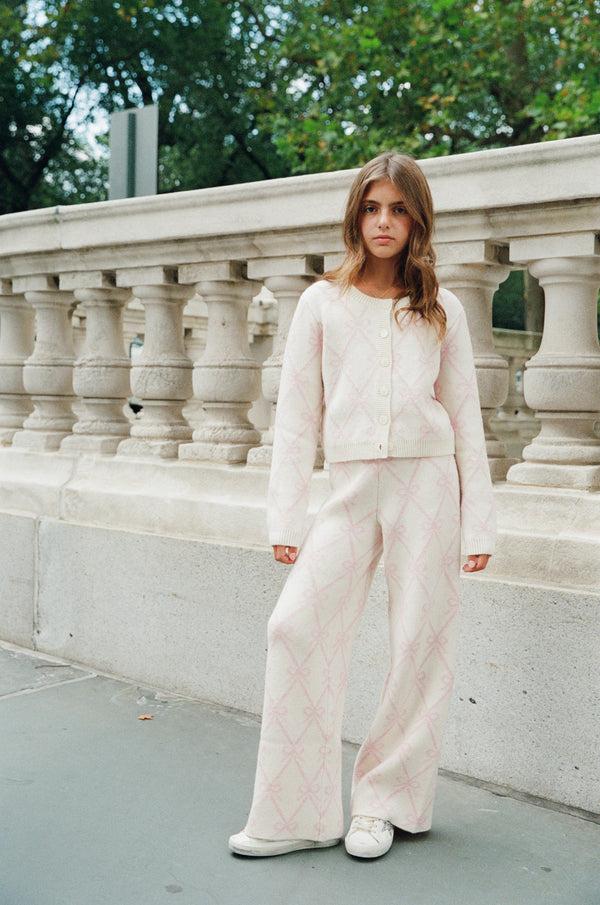 Loveshackfancy Girls Kisa Knit Bow Pants