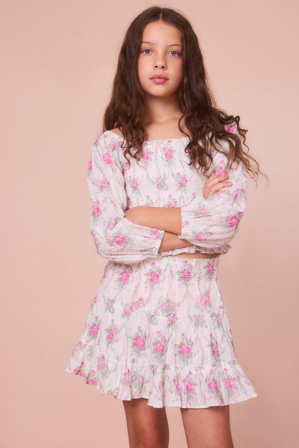 Loveshackfancy Girls Malva Cotton Floral Top