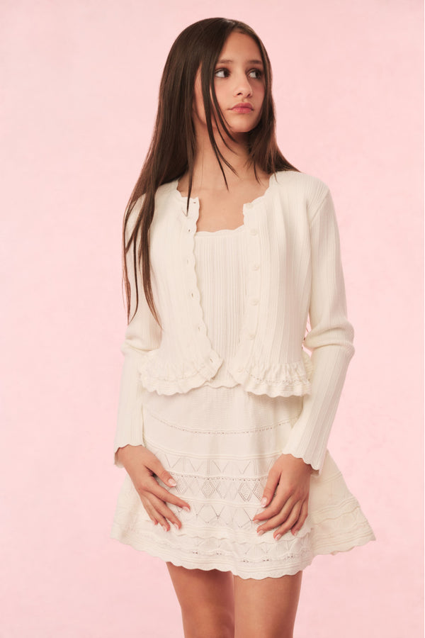 Loveshackfancy Girls Mari Knit Peplum Cardigan