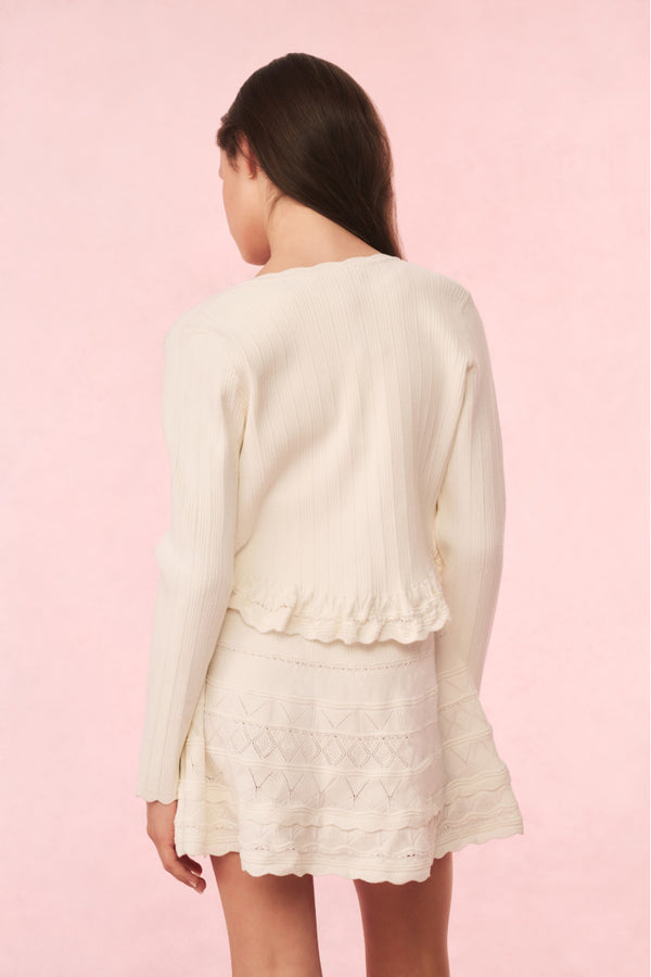 Loveshackfancy Girls Mari Knit Peplum Cardigan