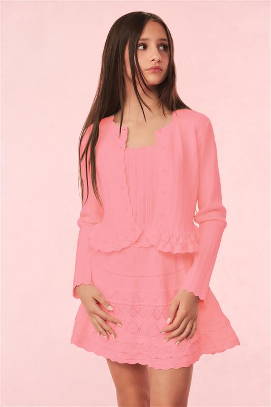 Loveshackfancy Girls Mari Knit Peplum Cardigan