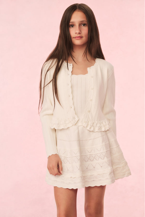 loveshackfancy Girls Mari Knit Peplum Cardigan