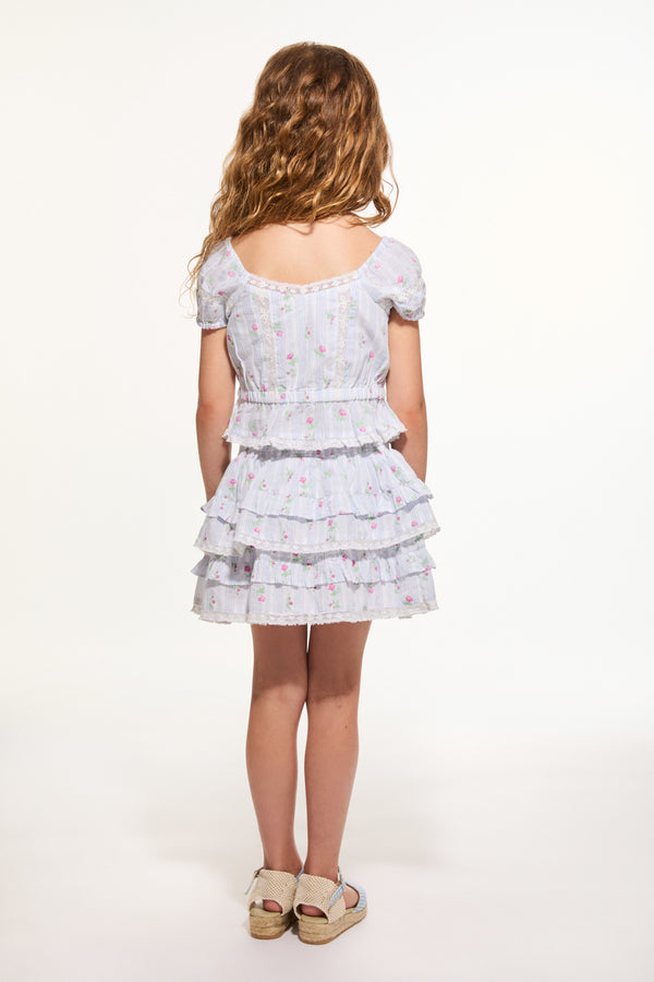 Loveshackfancy Girls Ottie Floral Striped Top