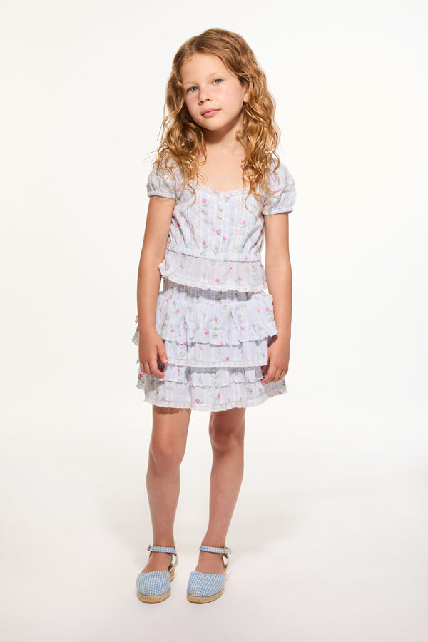 loveshackfancy Girls Ottie Floral Striped Top