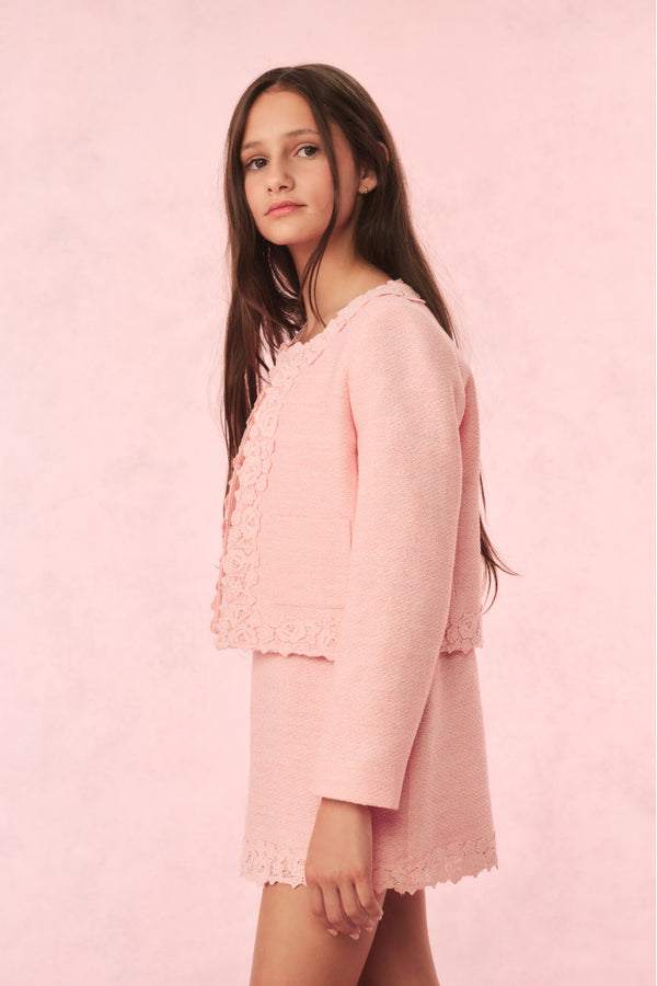 Loveshackfancy Girls Riviere Tweed Jacket