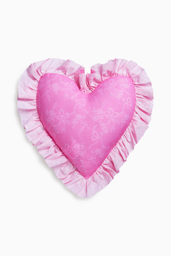 Loveshackfancy Heart Shape Festive Ruffle Pillow