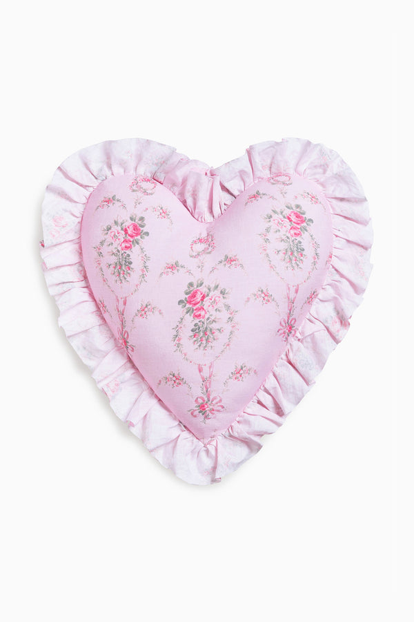 Loveshackfancy Heart Shape Festive Ruffle Pillow