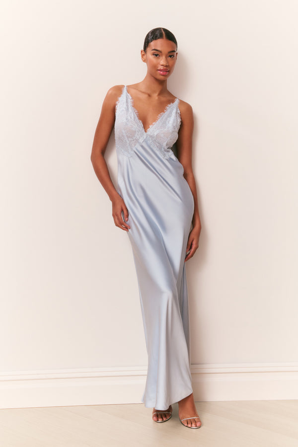 Loveshackfancy Iridia Satin Maxi Slip Dress