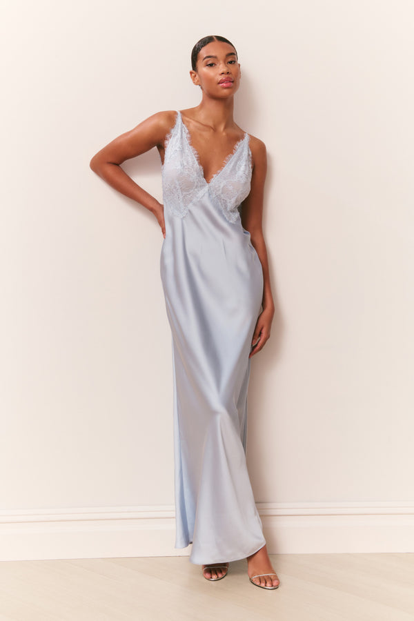 loveshackfancy Iridia Satin Maxi Slip Dress