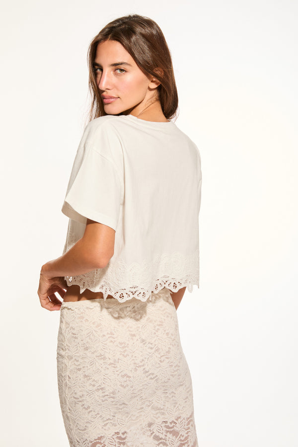Loveshackfancy Karolin Eyelet-Trimmed Tee