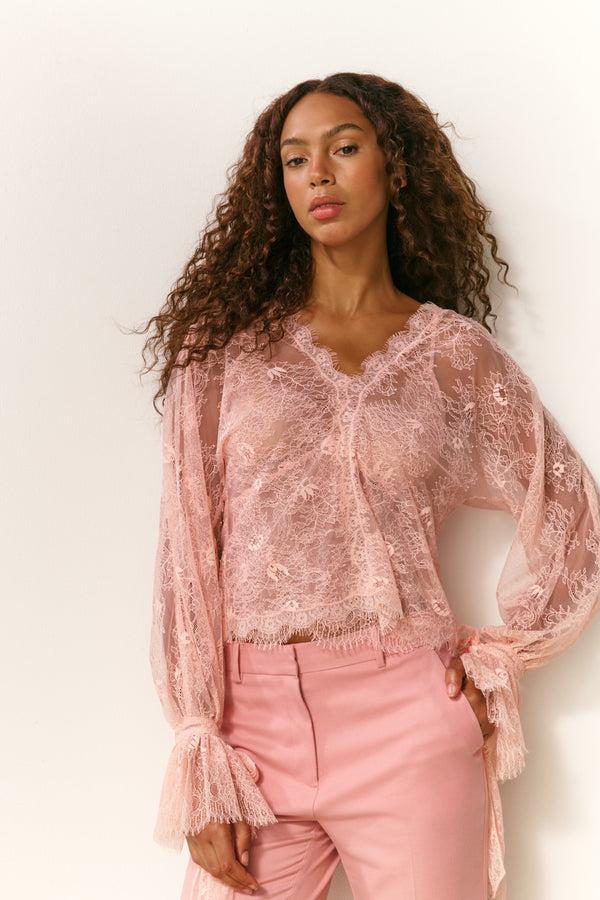 Loveshackfancy Kath Chantilly Lace Blouse