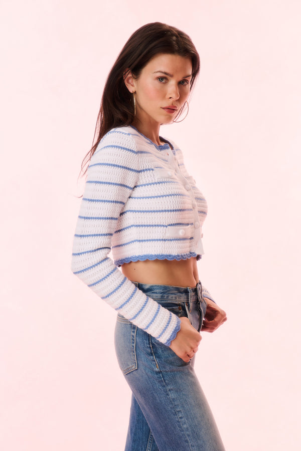 Loveshackfancy Lamiya Striped Crochet Cardigan