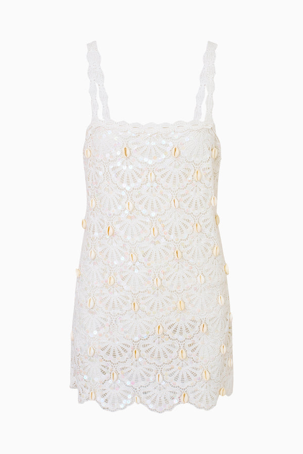 Loveshackfancy Lamont Crochet Shell Mini Dress