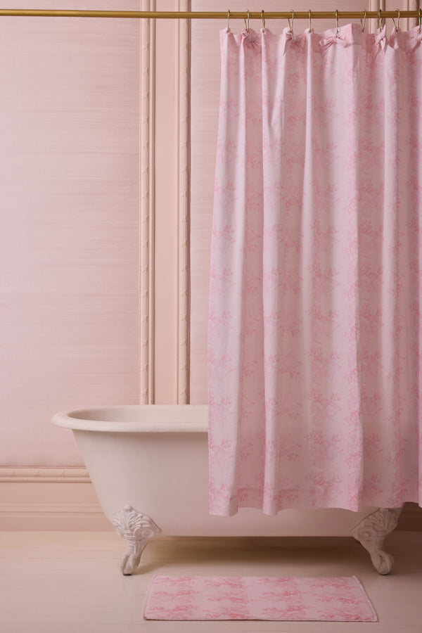 loveshackfancy Linen Bow Shower Curtain