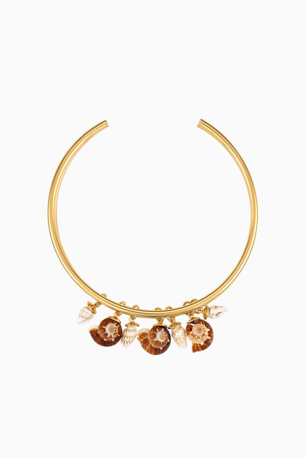 loveshackfancy Logan Tay Gold Shell Choker