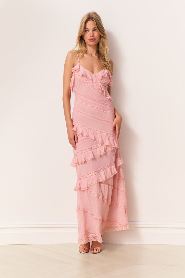 loveshackfancy Louie Chiffon Ruffle Maxi Dress
