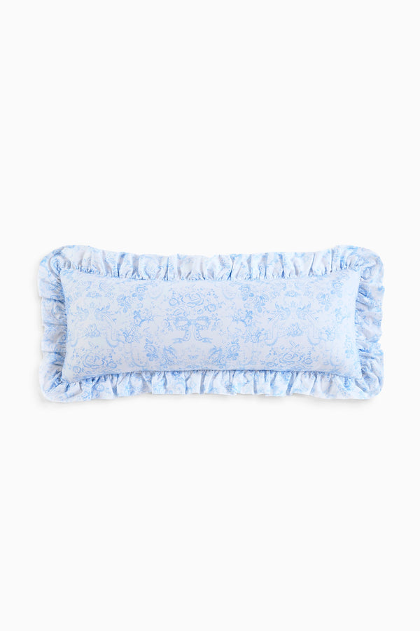Loveshackfancy Lumbar Toile Print Ruffle Pillow