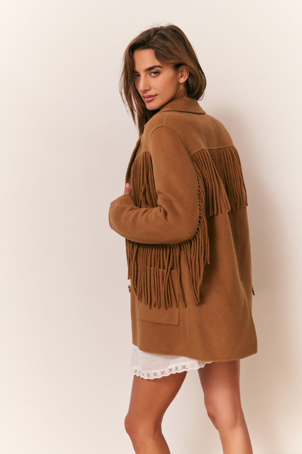 Loveshackfancy Maebella Wool Fringe Jacket