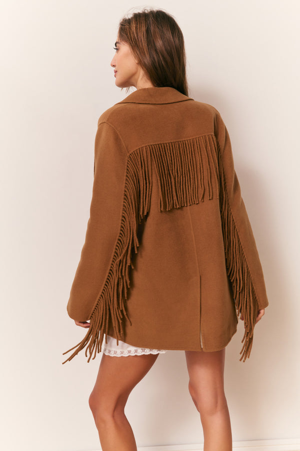 Loveshackfancy Maebella Wool Fringe Jacket