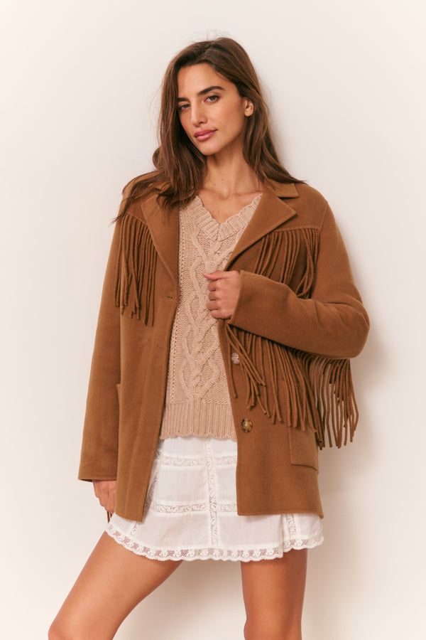 loveshackfancy Maebella Wool Fringe Jacket