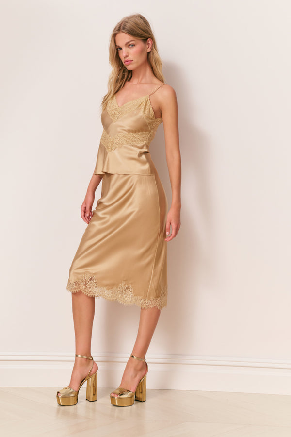 Loveshackfancy Malina Silk Midi Skirt