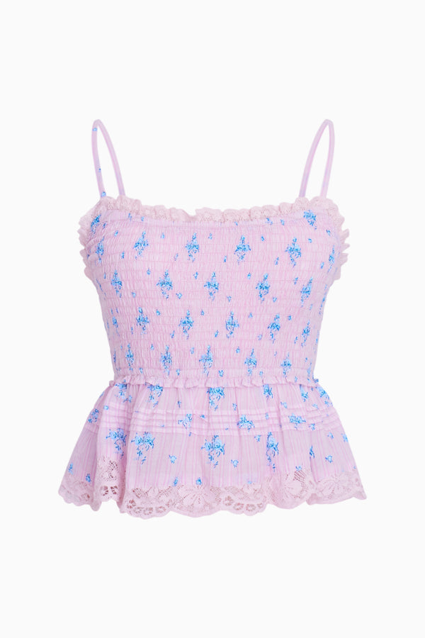 Loveshackfancy Marzenia Smocked Sleeveless Top