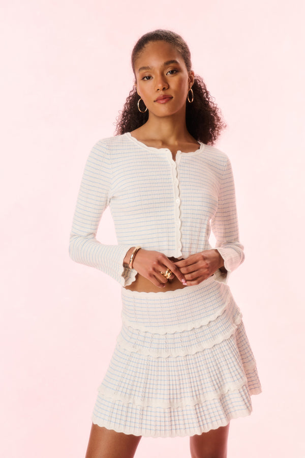 Loveshackfancy Media Striped Stretch Knit Cardigan