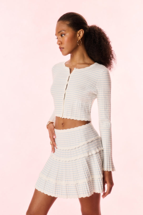 Loveshackfancy Media Striped Stretch Knit Cardigan