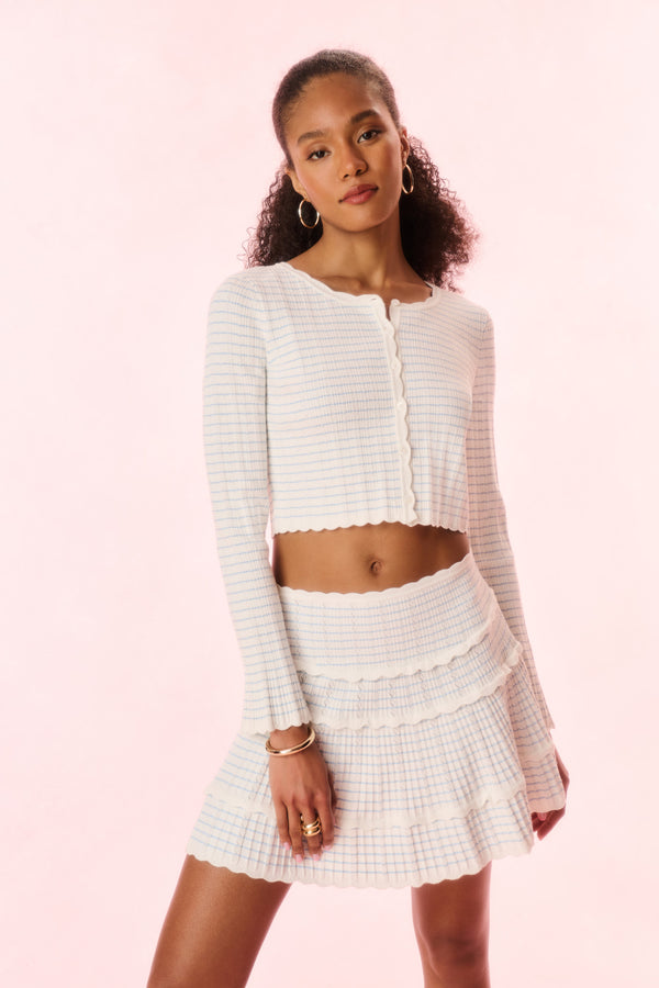 loveshackfancy Media Striped Stretch Knit Cardigan