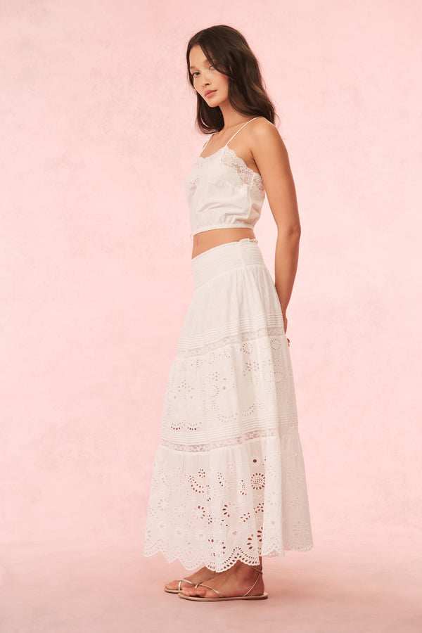 Loveshackfancy Miloti Eyelet Lace Maxi Skirt