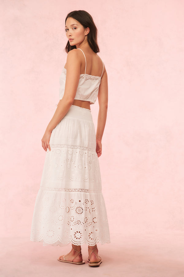 Loveshackfancy Miloti Eyelet Lace Maxi Skirt