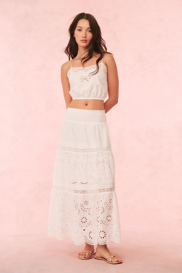 loveshackfancy Miloti Eyelet Lace Maxi Skirt