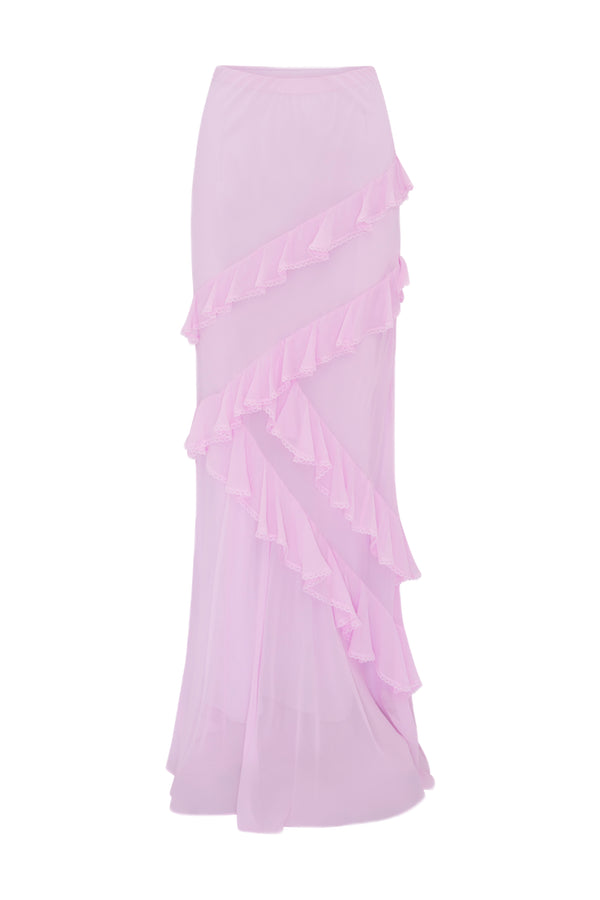 Loveshackfancy Mitnessa Chiffon Ruffle Maxi Skirt