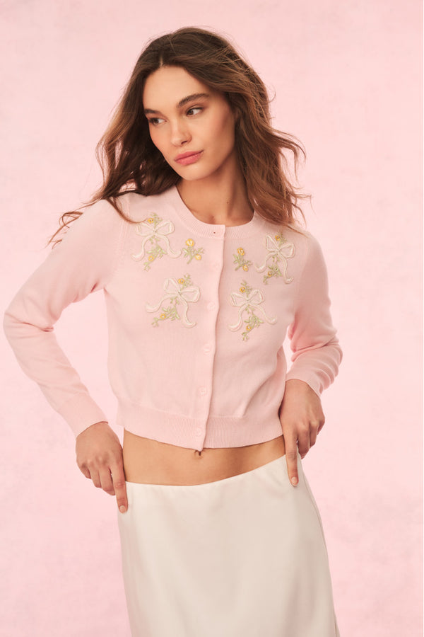 loveshackfancy Nadima Cotton Embroidered Cardigan