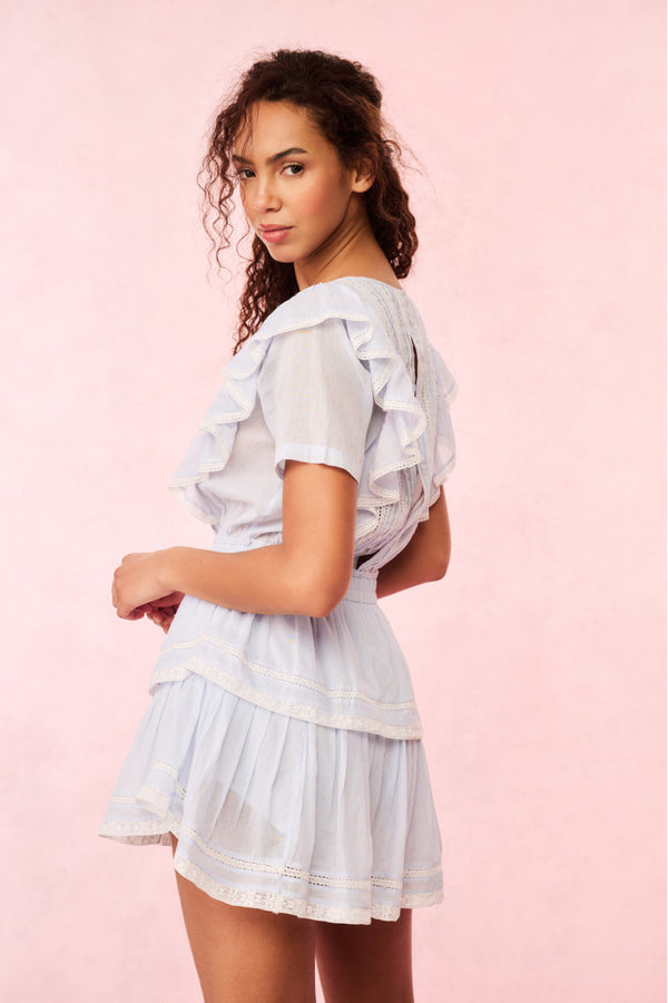 Loveshackfancy Natasha Blue Cotton Mini Dress
