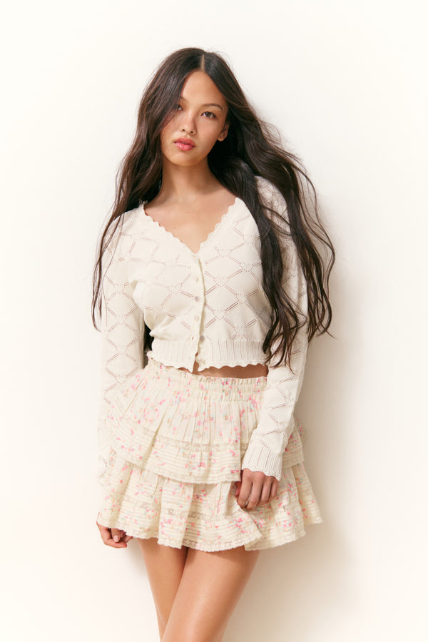 Loveshackfancy Petra Knit Heart Argyle Cardigan