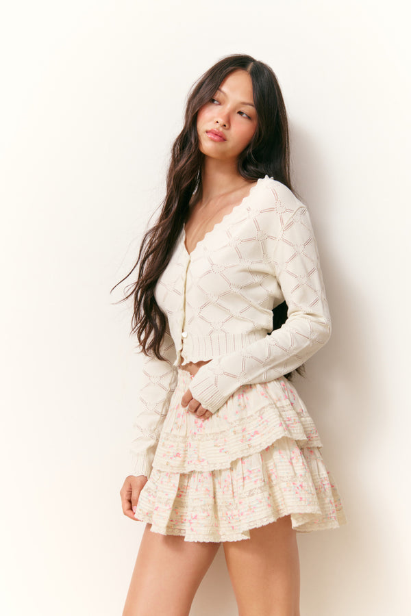 Loveshackfancy Petra Knit Heart Argyle Cardigan