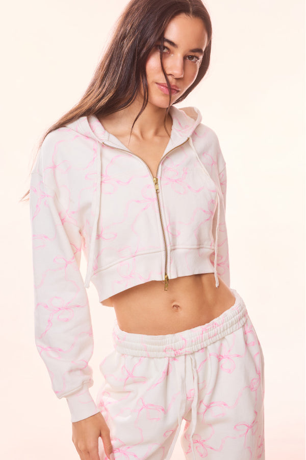loveshackfancy Pierra Cotton Cropped Bow Hoodie