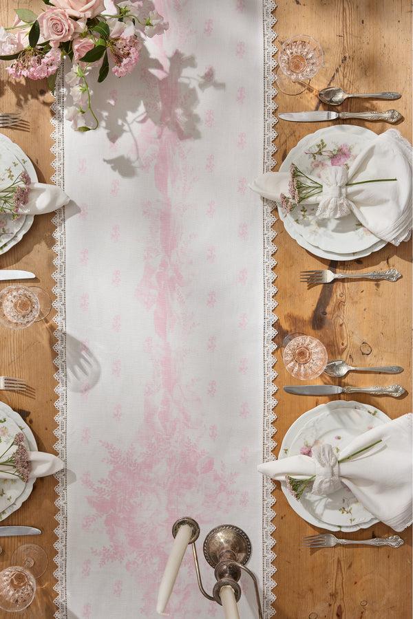 loveshackfancy Pink Printed Victorian Table Runner
