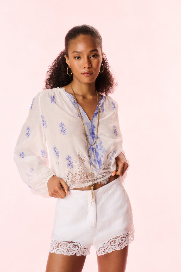 loveshackfancy Quindi Linen Crochet Lace Shorts