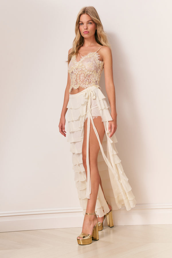 Loveshackfancy Reiyanette Chiffon Ruffle Skirt